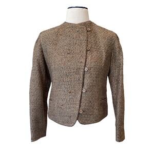 Vtg J. Tiktiner Blazer Size 40/8‎ Brown Tweed Cote d'Azur France